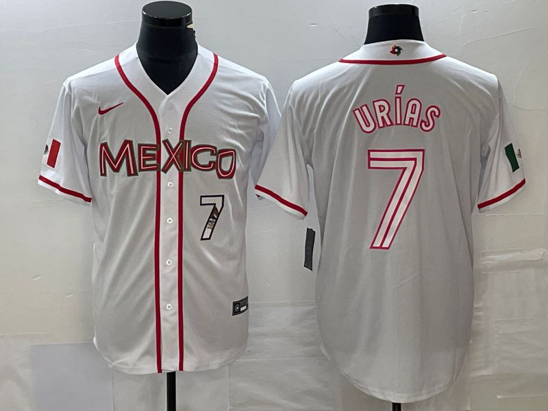 Men 2023 World Cub Mexico #7 Urias White Nike MLB Jersey58